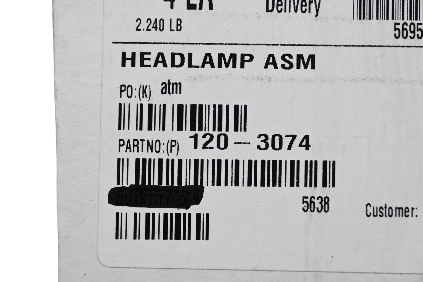 Toro 120-3074 Headlamp NOS