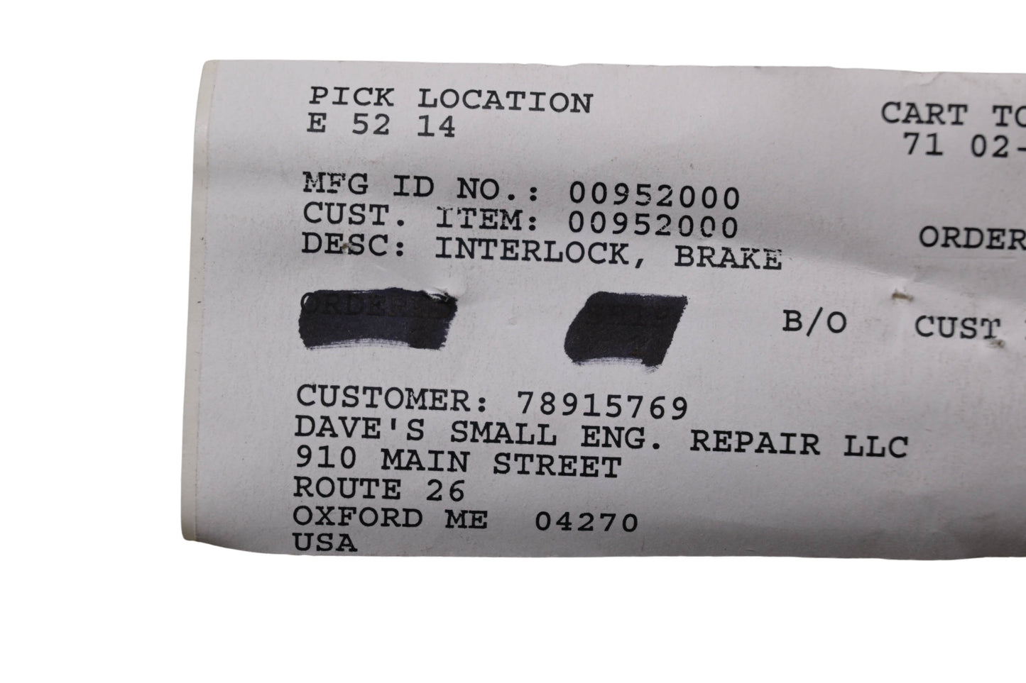 Ariens 00952000 Brake Interlock NOS