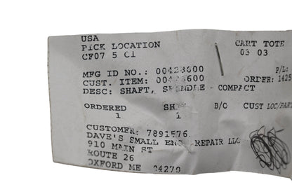 Ariens 00428600 Spindle Shaft NOS