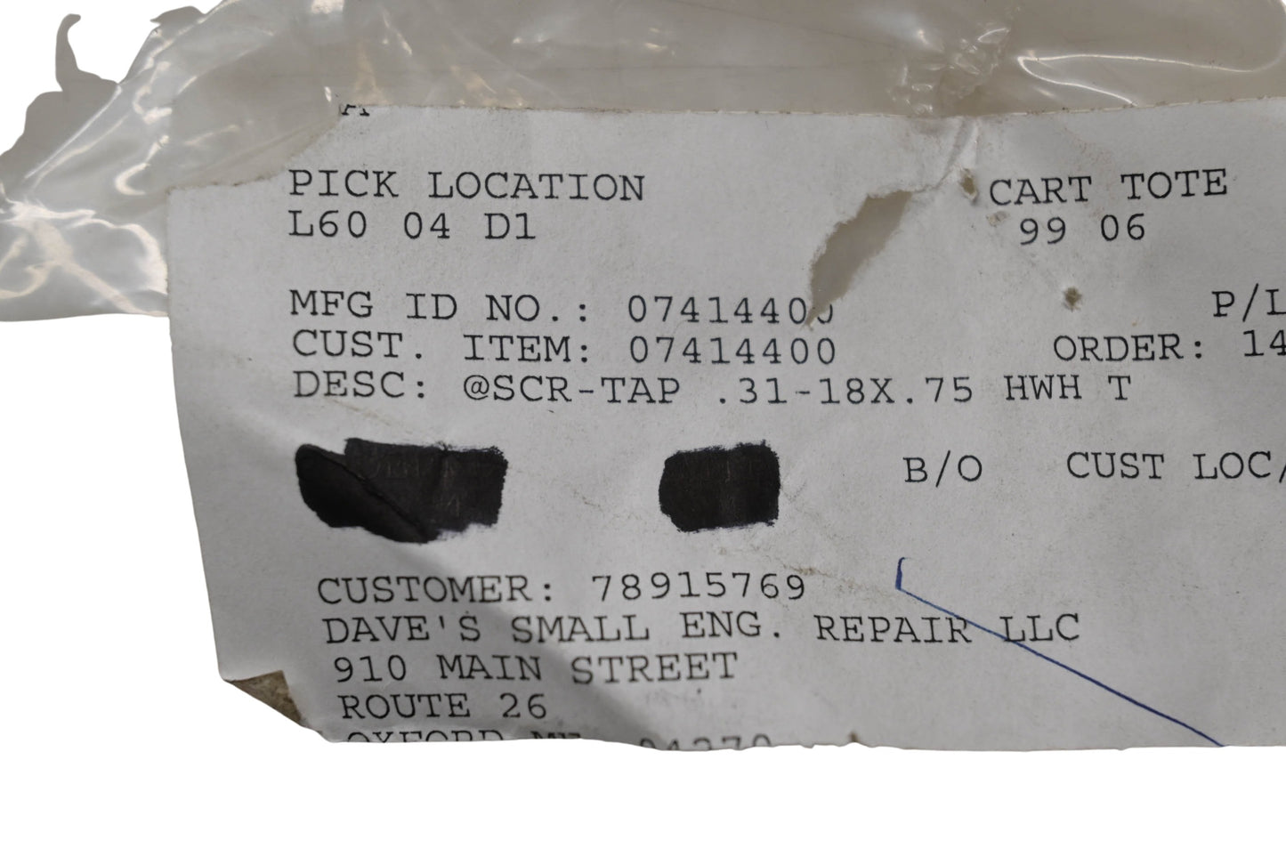 Ariens 07414400 Tap Screws .31-18x.75 Qty 2 NOS