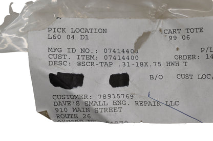 Ariens 07414400 Tap Screws .31-18x.75 Qty 2 NOS