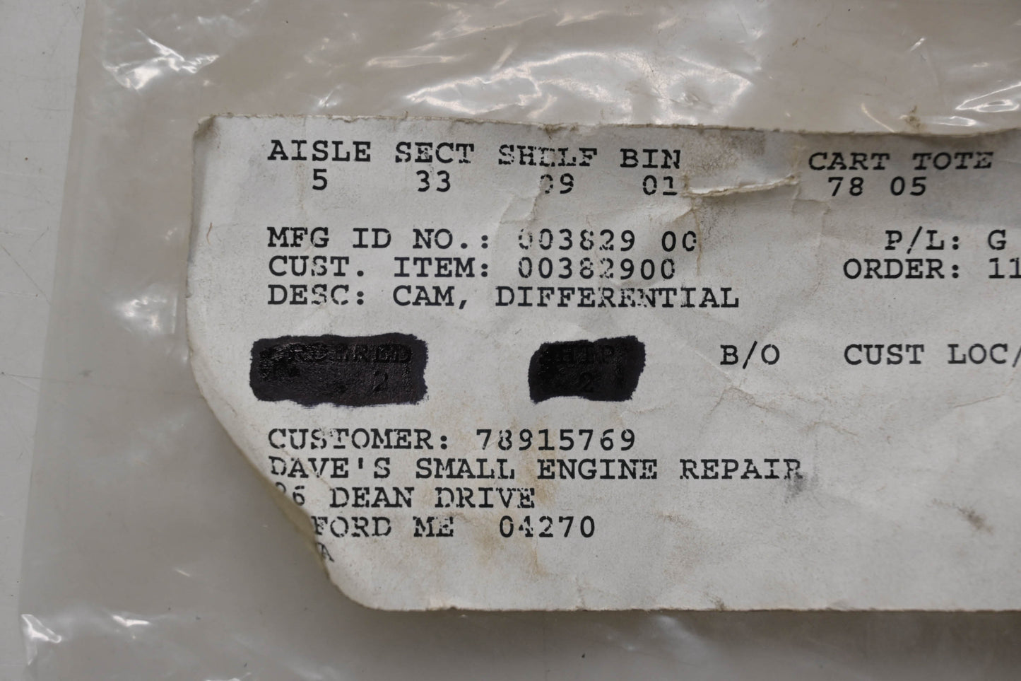 Ariens 00382900 Differential Cam NOS