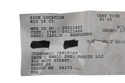 Ariens 09211400 Handlebar Caplug NOS