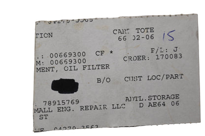 Ariens 00669300 Oil Filter Element NOS