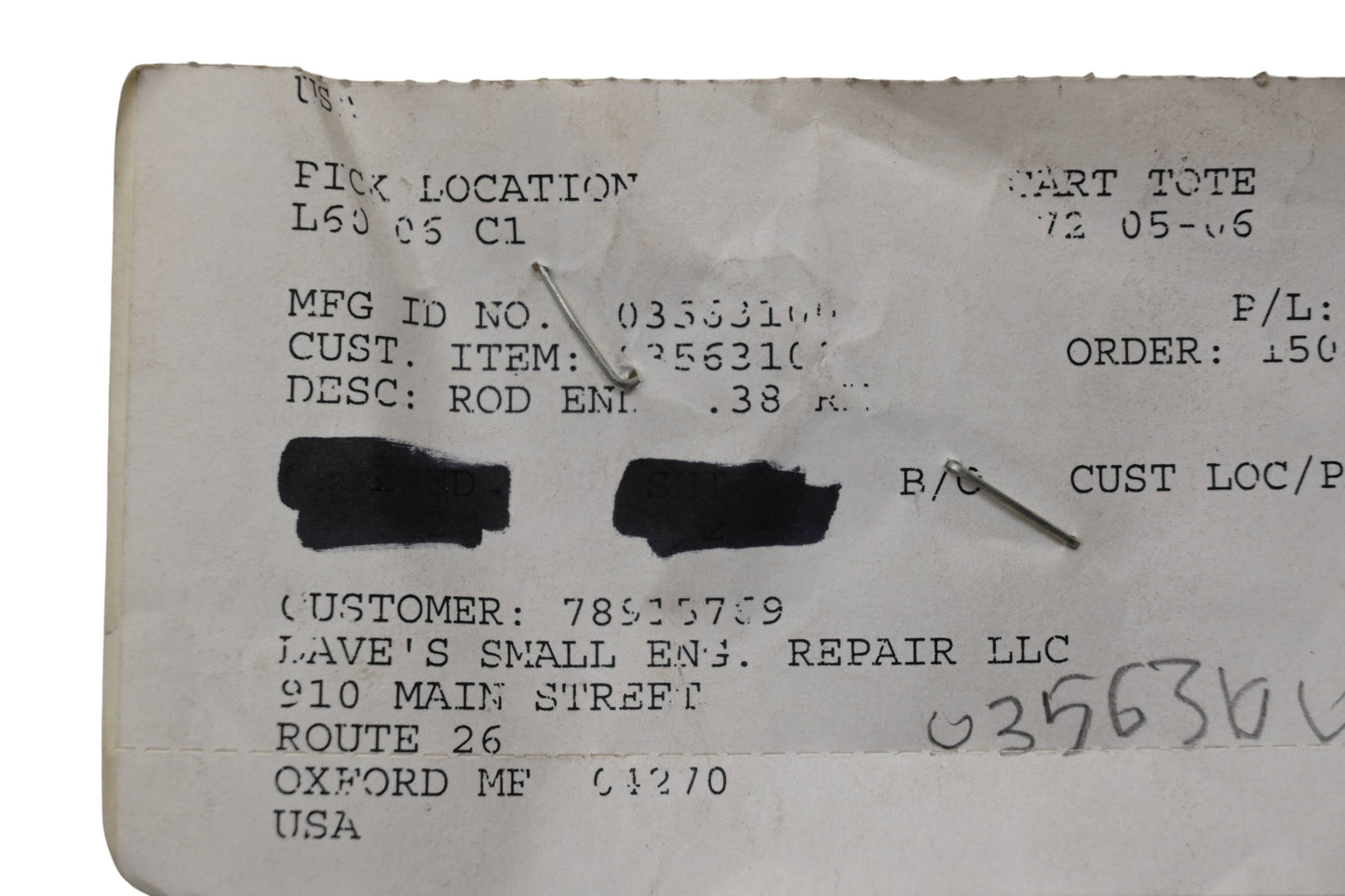 Ariens 03563100 Rod End NOS