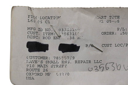 Ariens 03563100 Rod End NOS