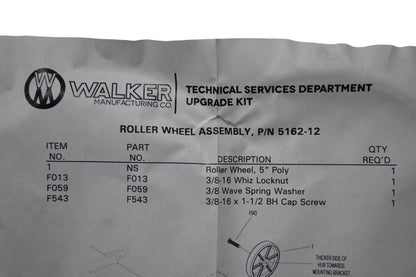Walker 5162-12 Mower Deck Roller Wheel Kit NOS