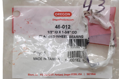 Oregon 45-012 Flanged Wheel Bearing 1/2" ID 1-3/8" OD NOS