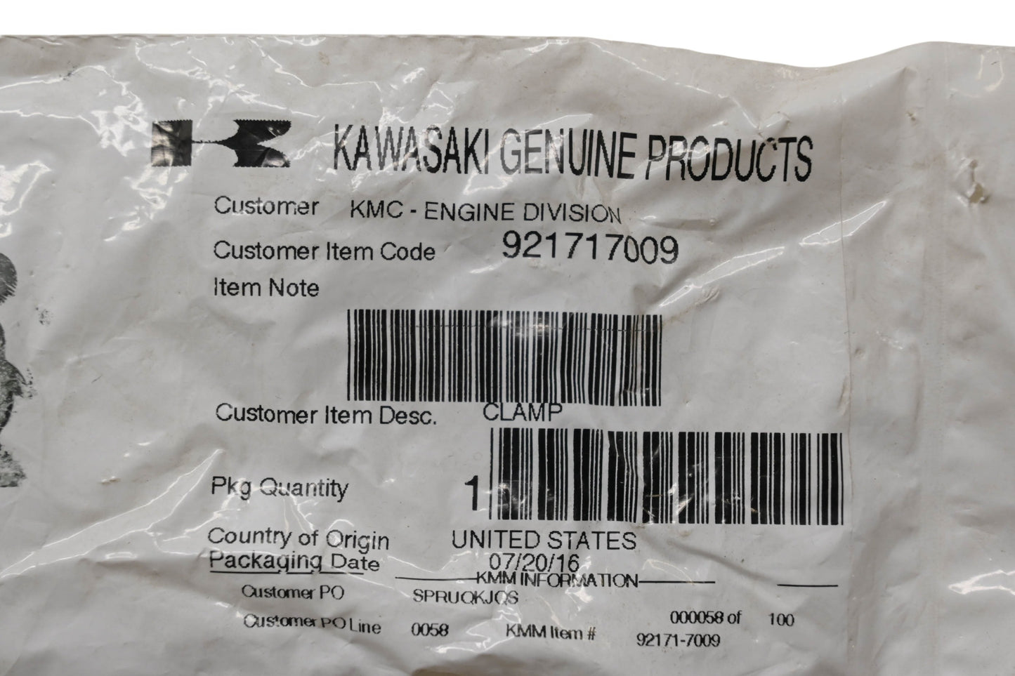 New OEM Kawasaki 92171-7009 Case Clip NOS