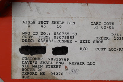Ariens 03075553 Skid Shoe Runner NOS