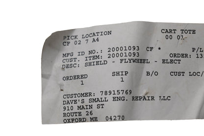 Ariens 20001093 Flywheel Shield NOS