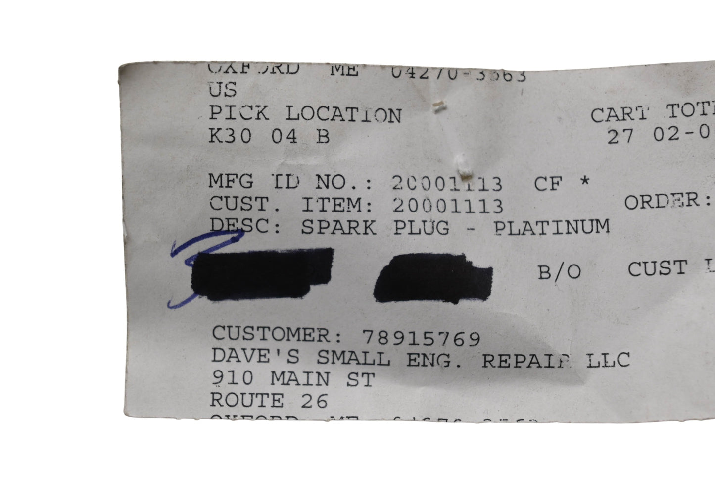 Ariens 20001113, SKSN2404 Platinum Spark Plug NOS