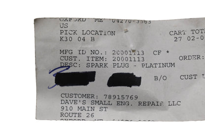 Ariens 20001113, SKSN2404 Platinum Spark Plug NOS