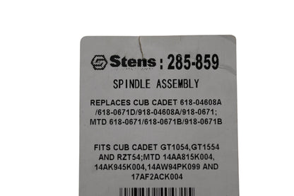 Stens 285-859 Spindle Assembly NOS