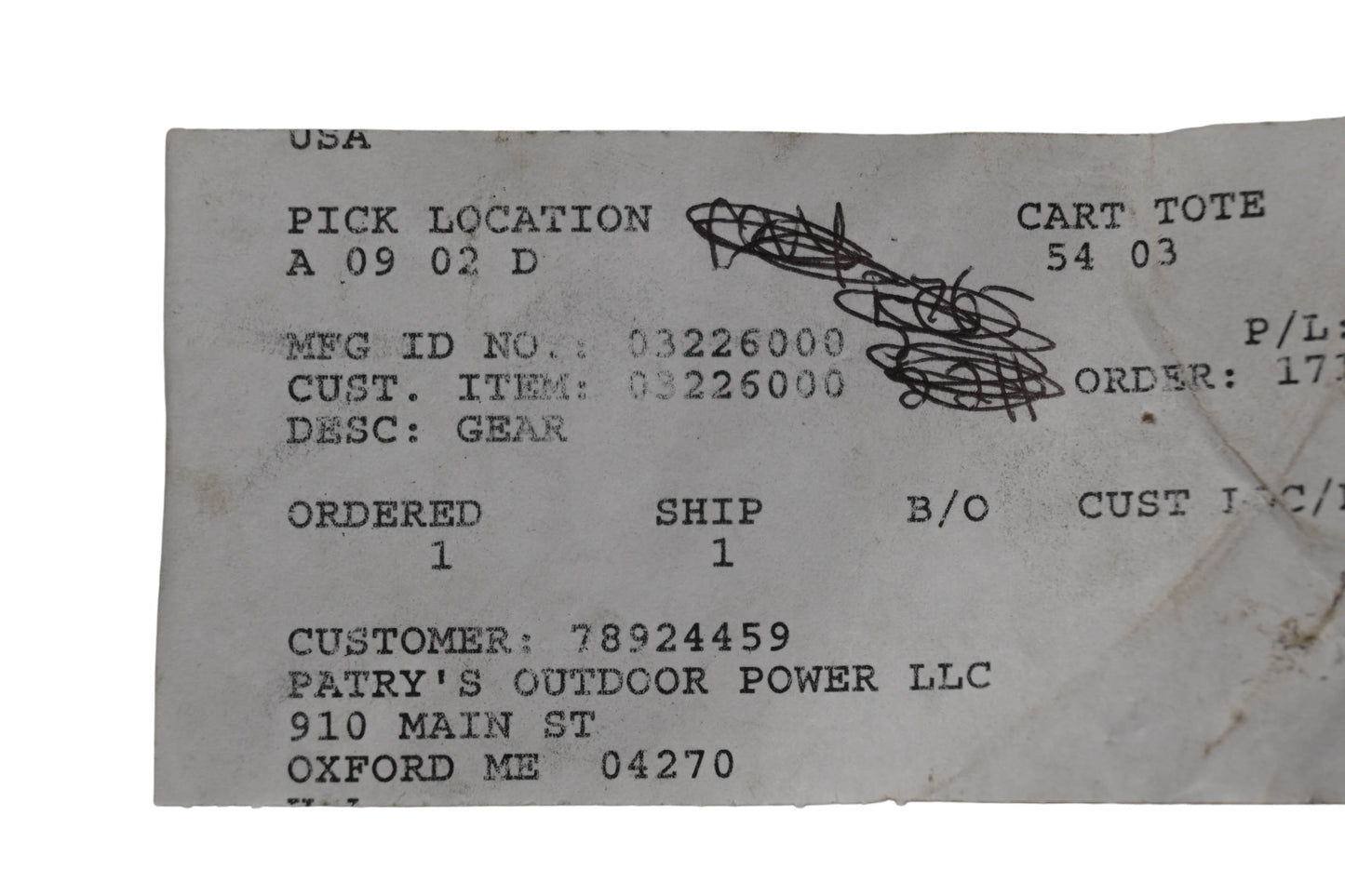 Ariens 03226000 Plastic Drive Gear NOS