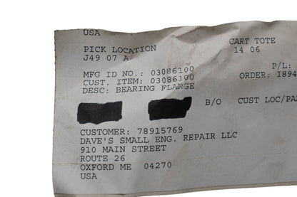 Ariens 03086100 Bearing Flange NOS