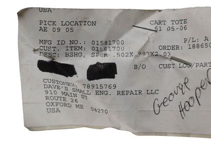Ariens 01581700 Spacer Bushing NOS