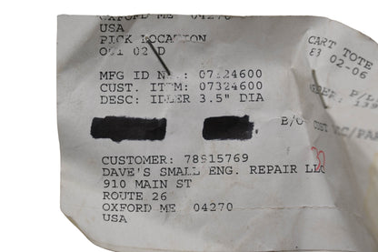 Ariens 07324600 Idler 3.5" Diameter NOS