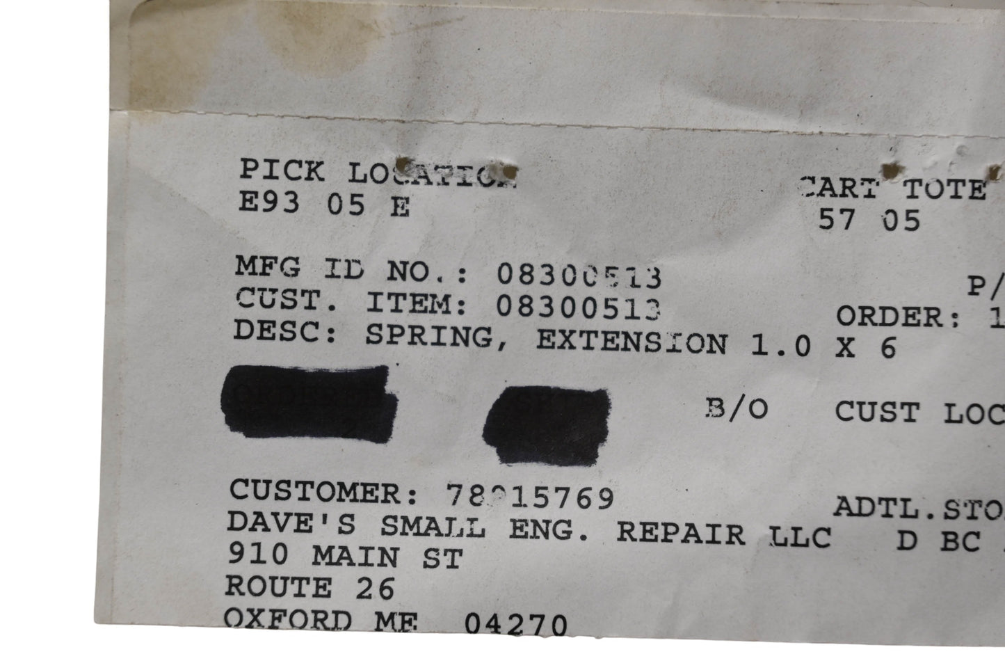 Ariens 08300513 Extension Spring NOS