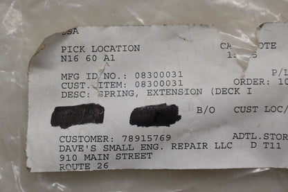 Ariens 08300031 Extension Spring NOS