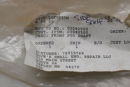 Ariens 03040500 Front PTO Shaft NOS