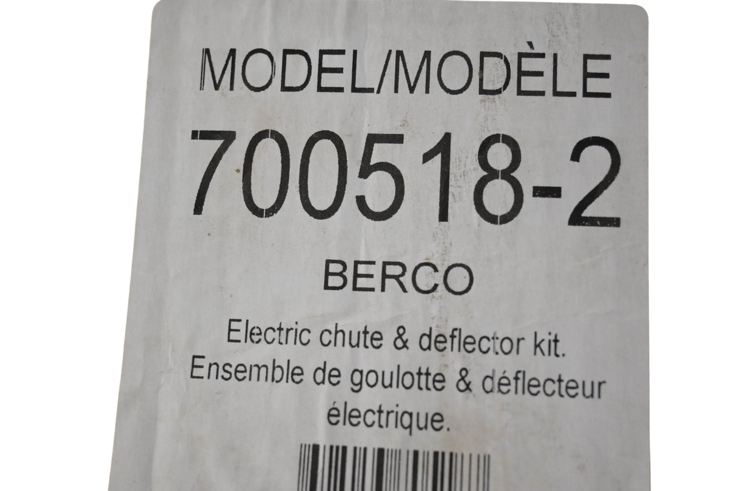 Bercomac 700518-2 Electric Chute & Deflector Kit NOS