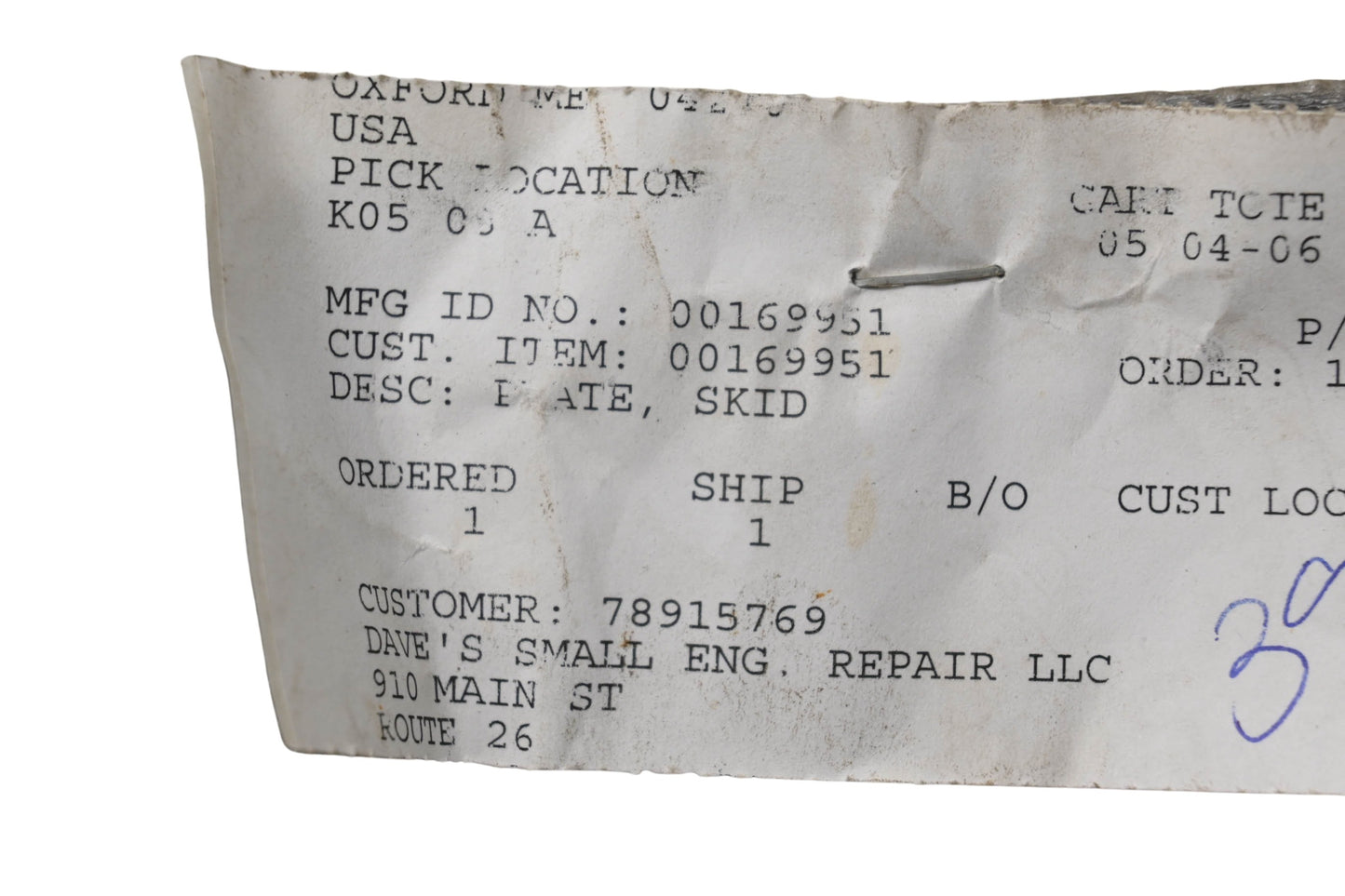 Ariens 00169951 Skid Plate NOS