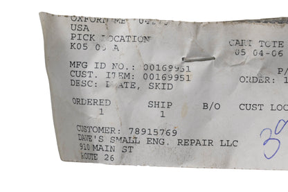 Ariens 00169951 Skid Plate NOS