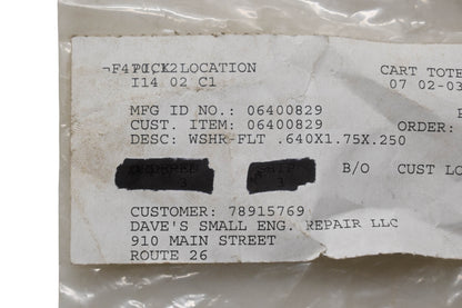 Ariens 06400829 Flat Washer .650x1.75x.250 NOS