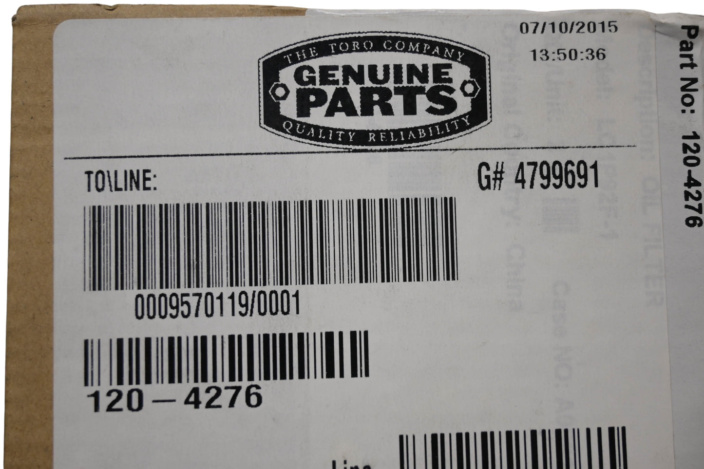 Toro 120-4276 Oil Filter 2-Pack NOS