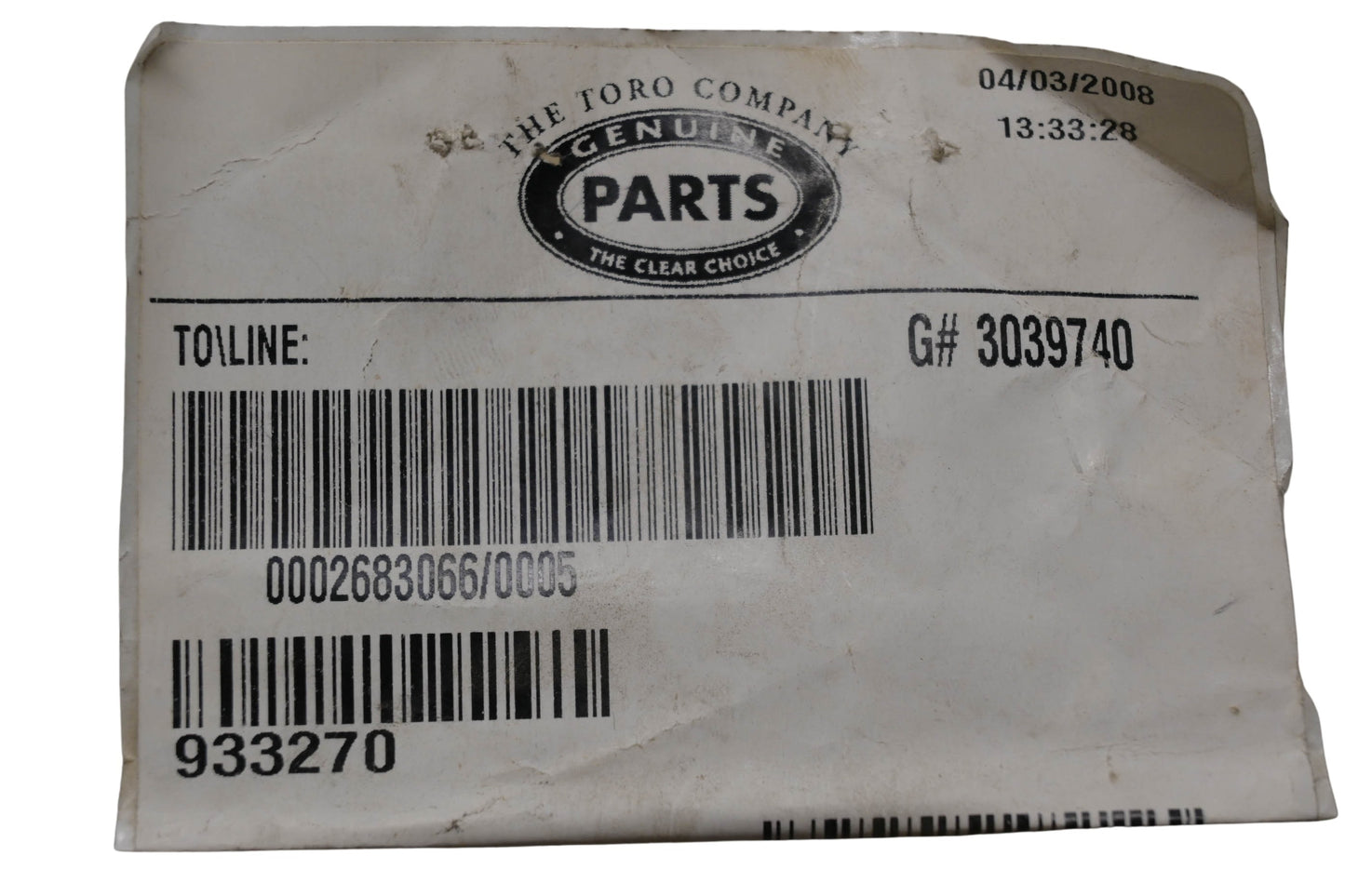 Toro 933270 Wheelhorse Pin NOS