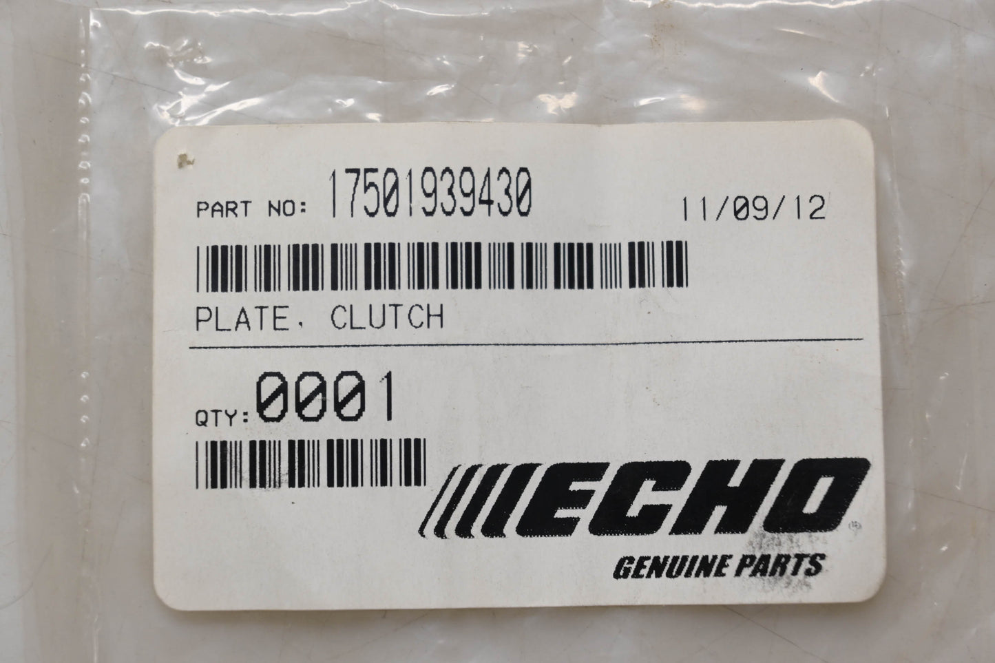 New OEM Echo 17501939430 Clutch Plate NOS
