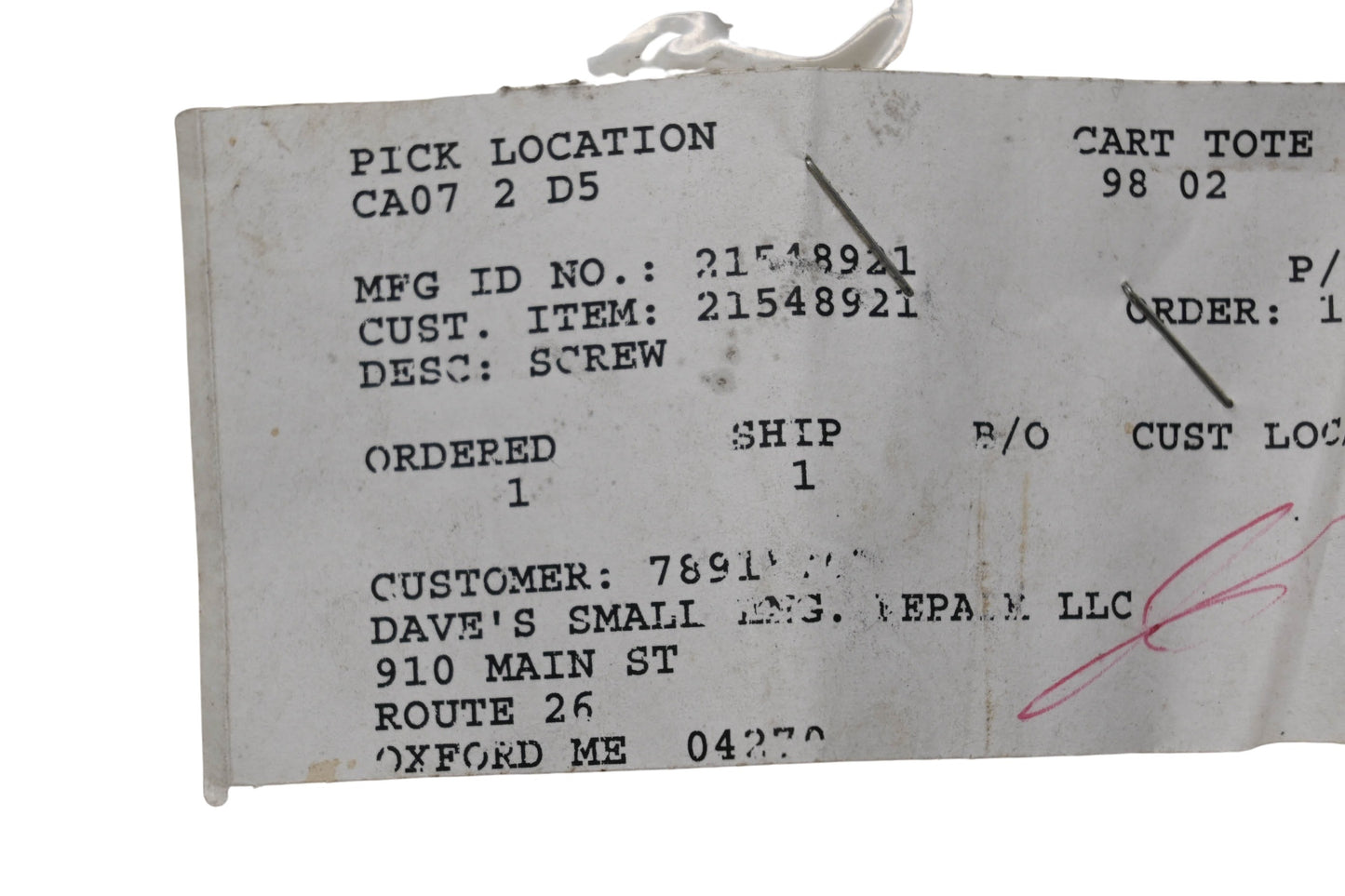 Ariens 21548921 Screw NOS