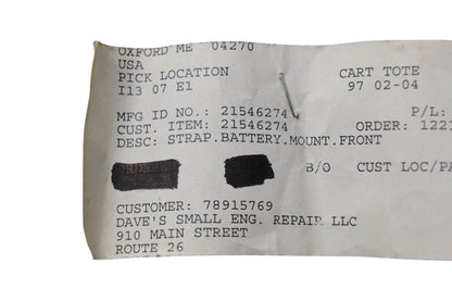 Ariens 21546274 Front Mount Battery Strap NOS