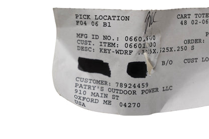 Ariens 06601500 Woodruff Key NOS