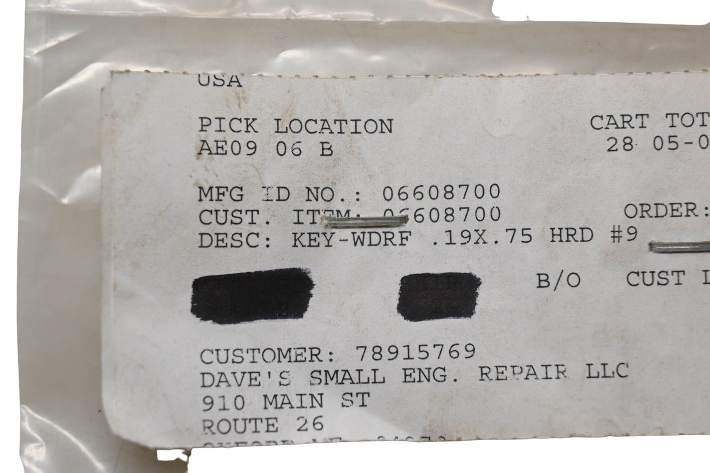 Ariens 06608700 Woodruff Key NOS