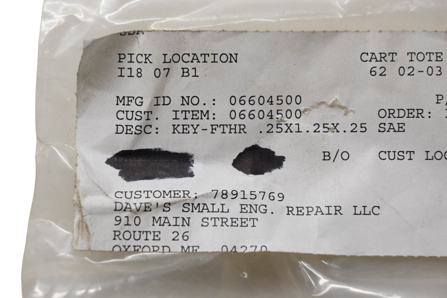 Ariens 06604500 Feather Key NOS