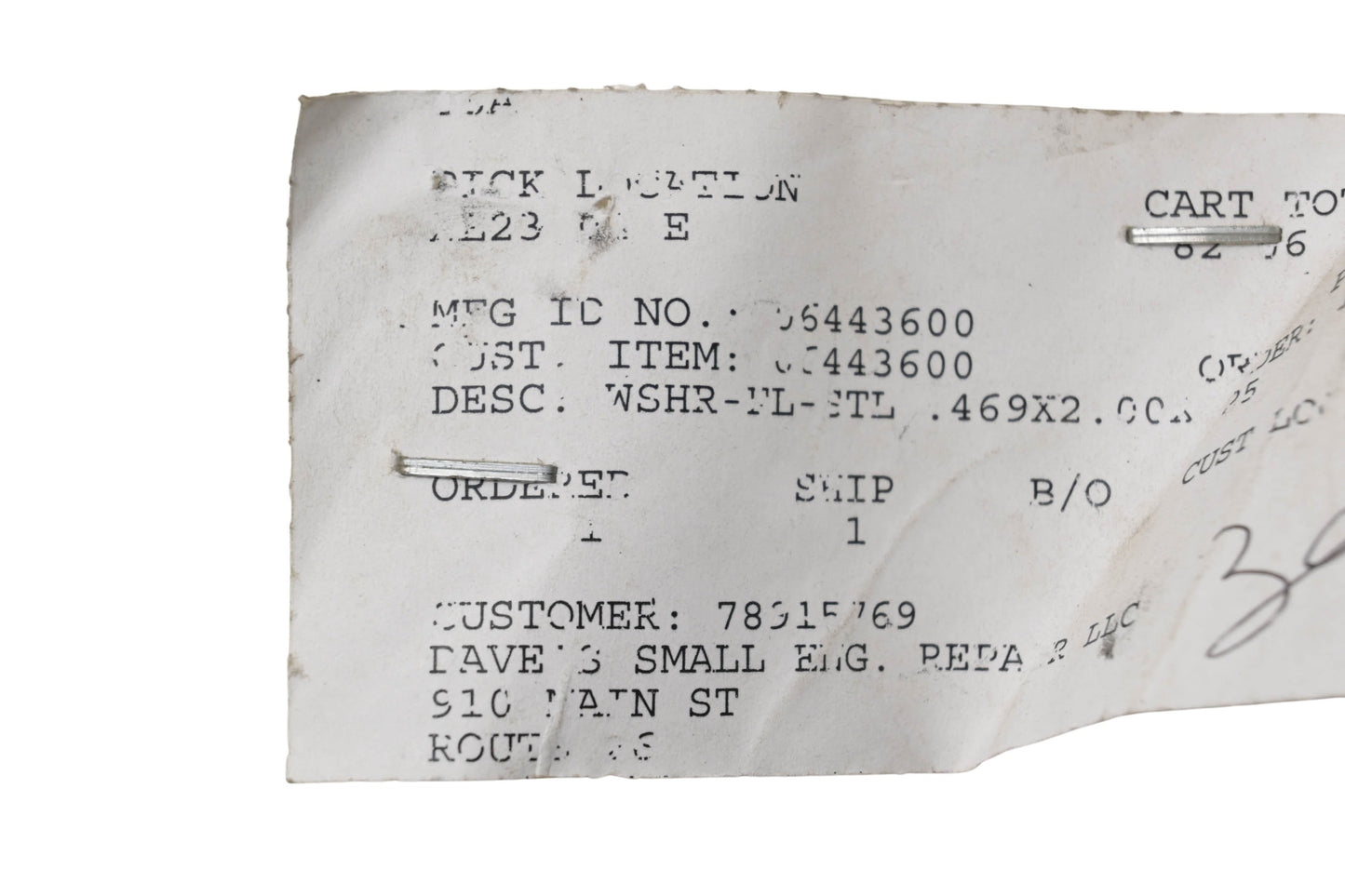 Ariens 06443600, 6401111 Flat Steel Washer NOS