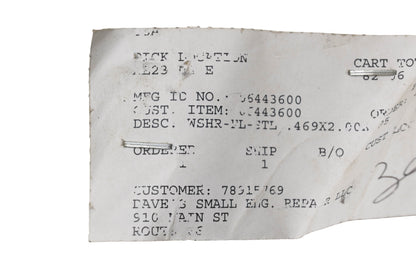 Ariens 06443600, 6401111 Flat Steel Washer NOS