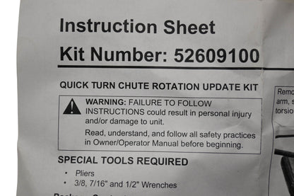 Ariens 52609100 Quick Turn Chute Rotation Update Kit NOS