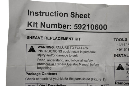 Ariens 59210600 Sheave Replacement Kit NOS