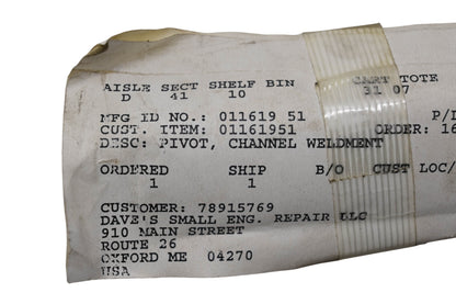 Ariens 01161951 Channel Weldment Pivot NOS