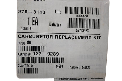 Toro 127-9289 Carburetor Replacement Kit NOS