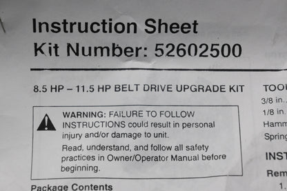 Ariens 52602500 Belt Upgrade Kit NOS