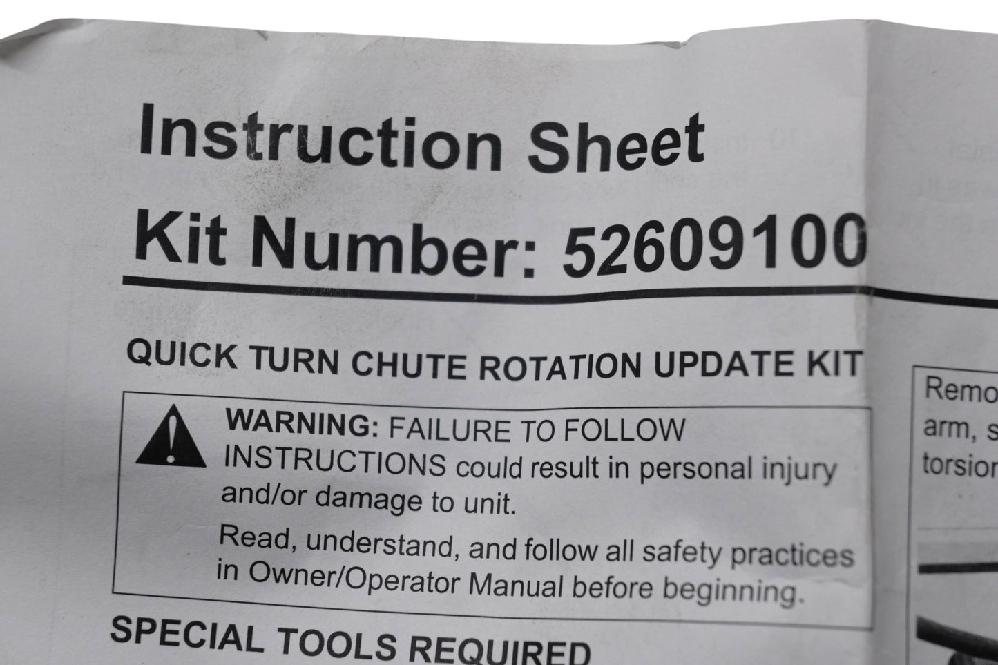 Ariens 52609100 Quick Turn Chute Rotation Update Kit NOS