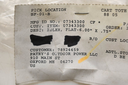 Ariens 07343300 Flat Idler NOS