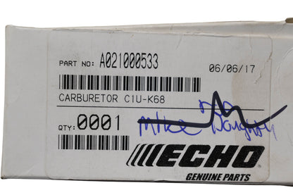 New OEM Echo A021000533 Carburetor C1U-K68 NOS