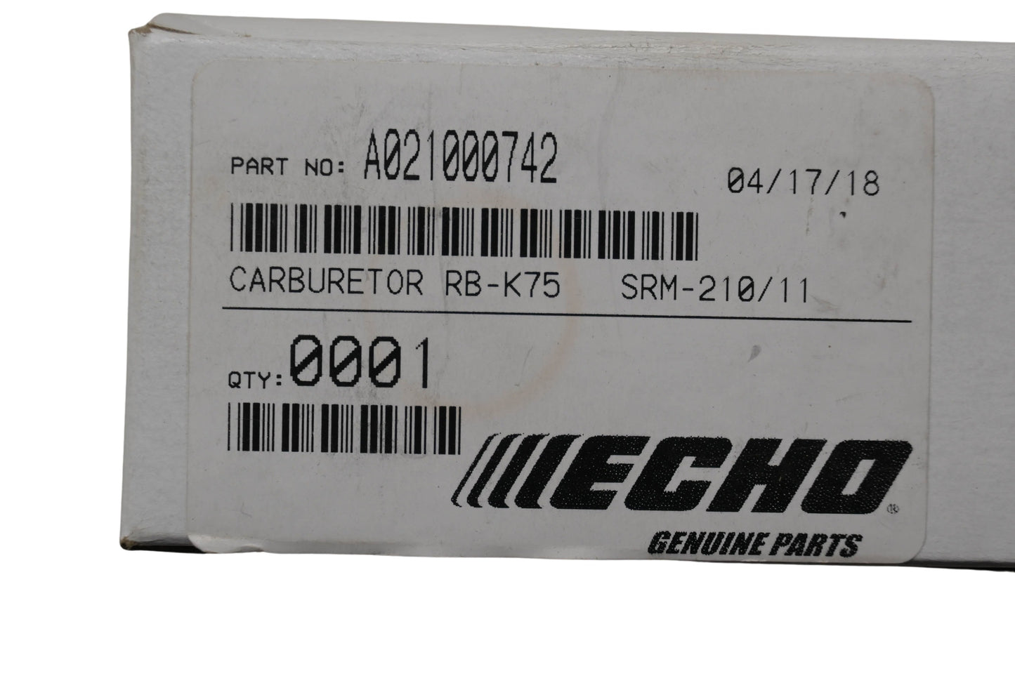 New OEM Echo A021000742 Carburetor RB-K75 NOS