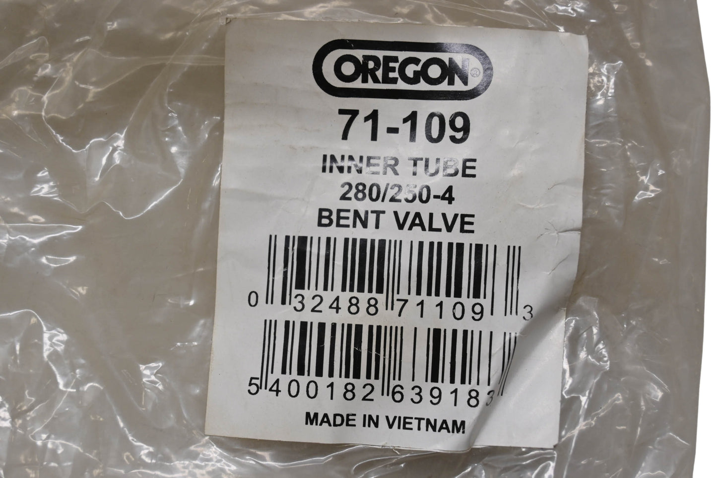 Oregon 71-109, 280/250-4, 45122124 Inner Tube 280/250-4" Bent Valve NOS