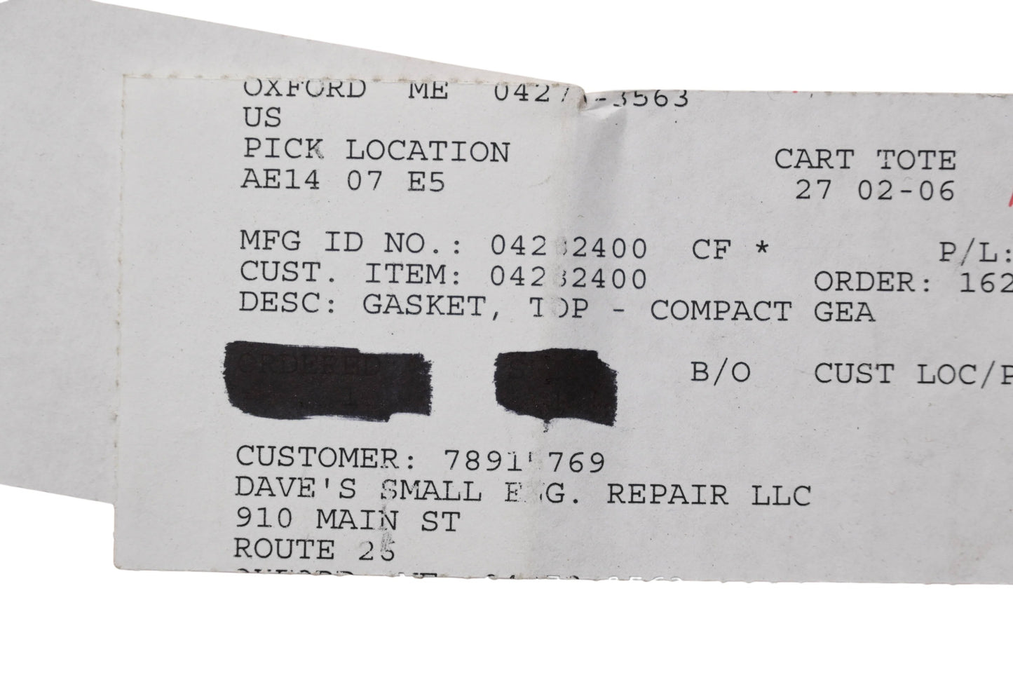 Ariens 04282400 Top Compact Gearcase Gasket NOS